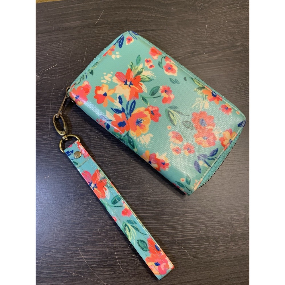 Wander Wallet Floral Bloom Wristlet 7" x 4" Water Resistant Colorful